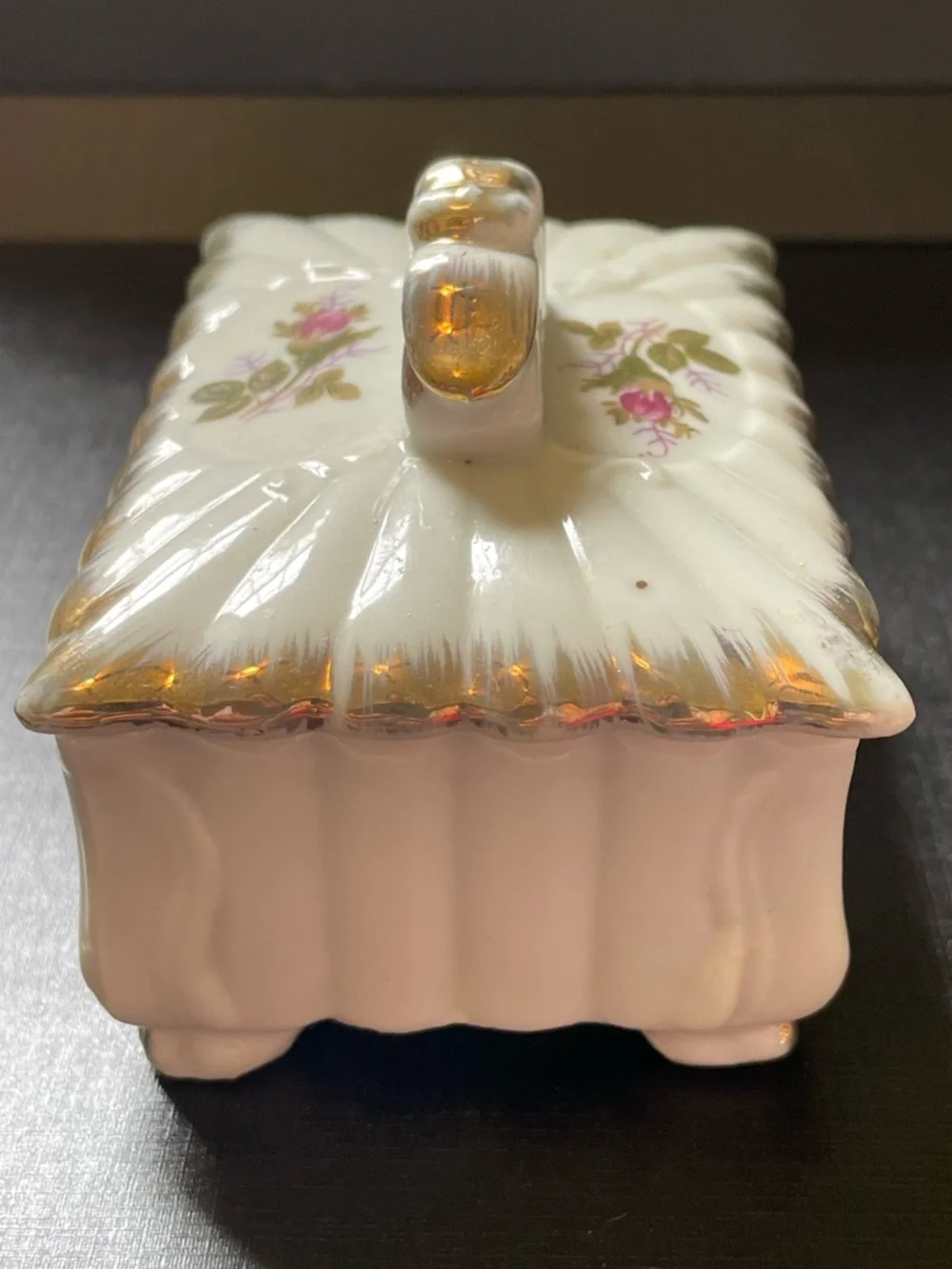 Vtg Porcelain Floral Trinket Dishes & Box Del Coronado Nasco Japan Moss Rose